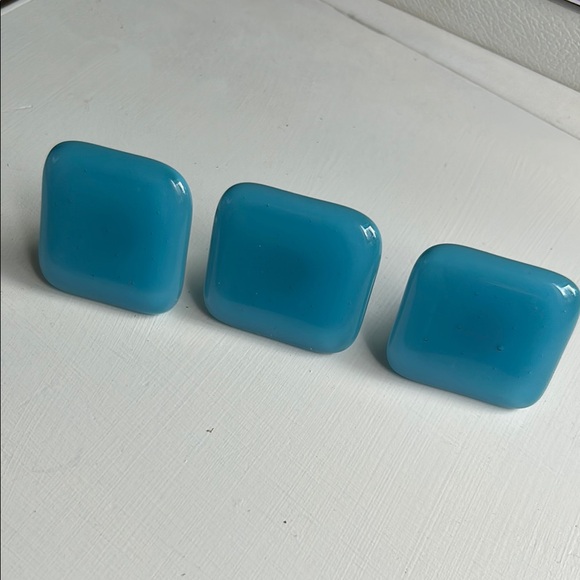 Set of Blue Square Fused Glass Knobs - Picture 1 of 3